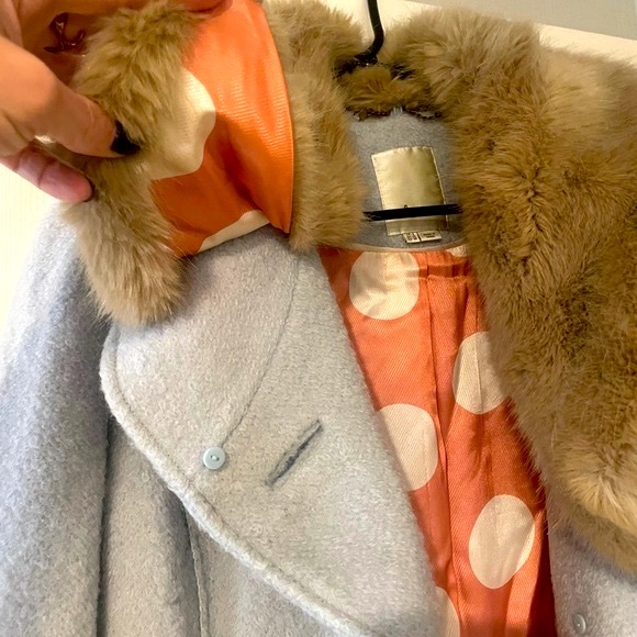 RARE Elevenses (for Anthropologie) wool coat with removable fur collar - Picture 9 of 11